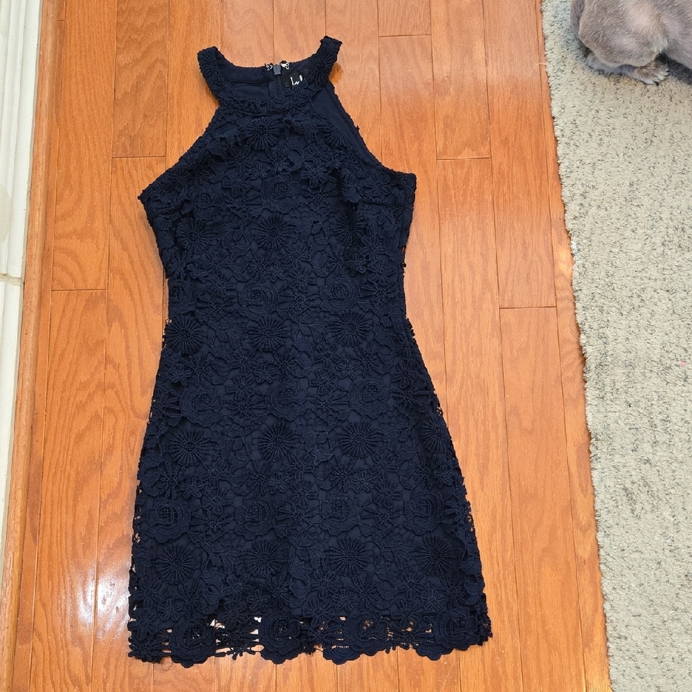 Lulu's Navy Lace Mini Dress Size Small